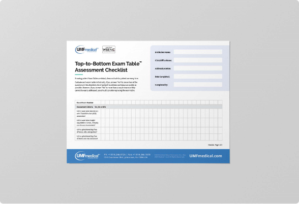 Top-to-Bottom Exam Table Assessment Checklist